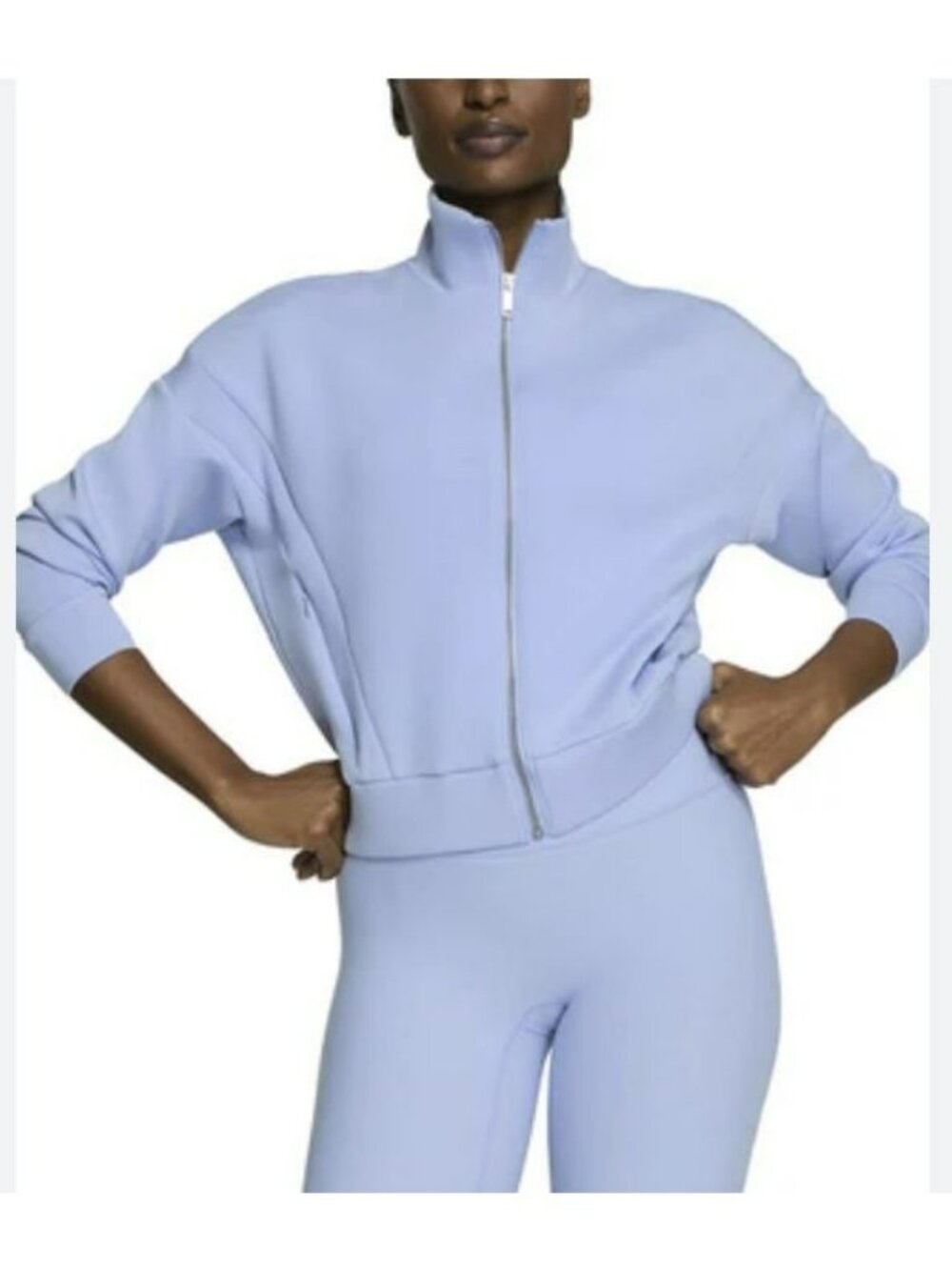 Spanx Air Essentials Light Blue Zip-Up Track Jacket Small New
